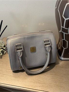 Rare MCM Silver Textured Leather Satchel bag with Silver accents!